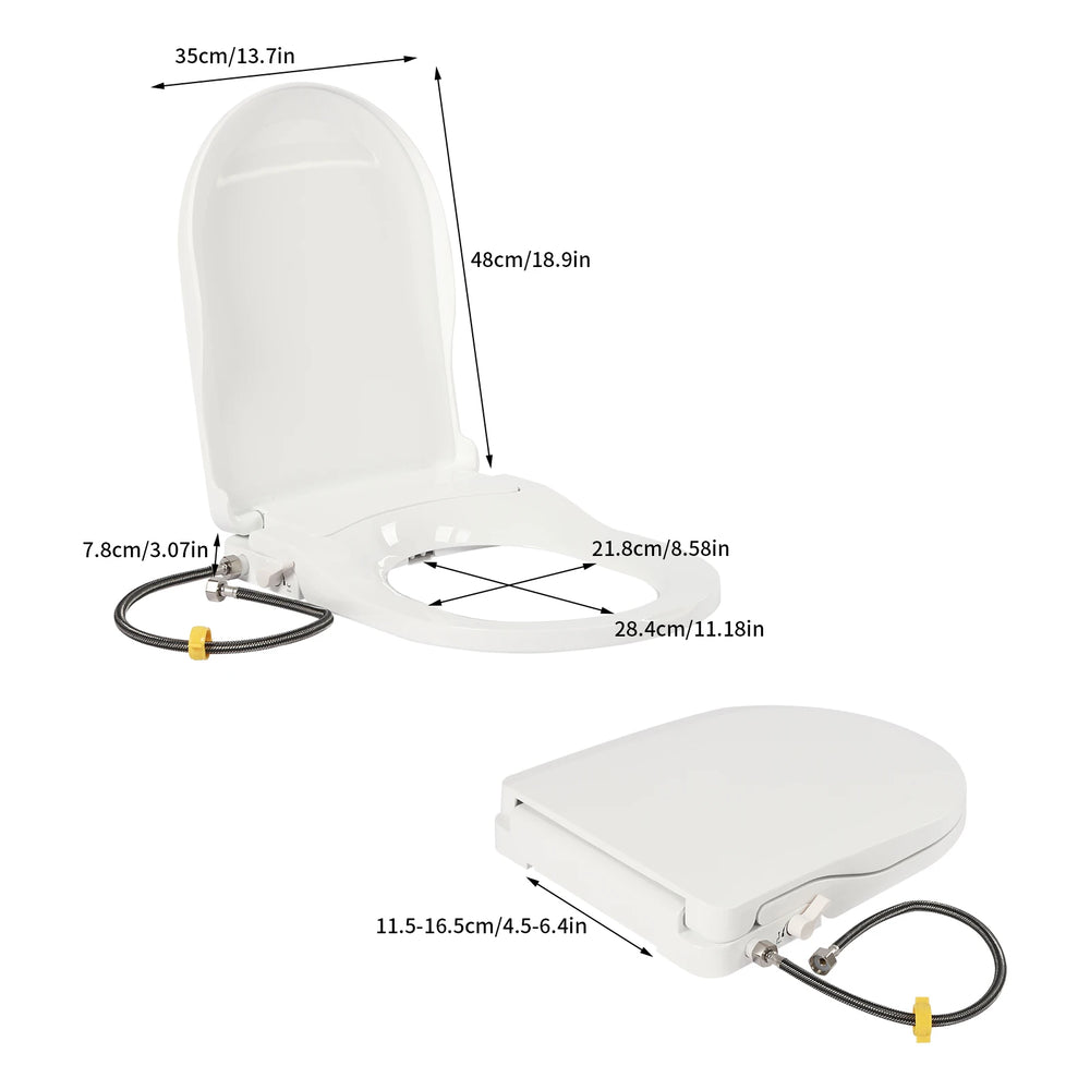 Abattant WC Bidet Non Électrique – Siège Toilette Lavant à Double Buse, Forme D Allongée avec Tuyau de Rinçage