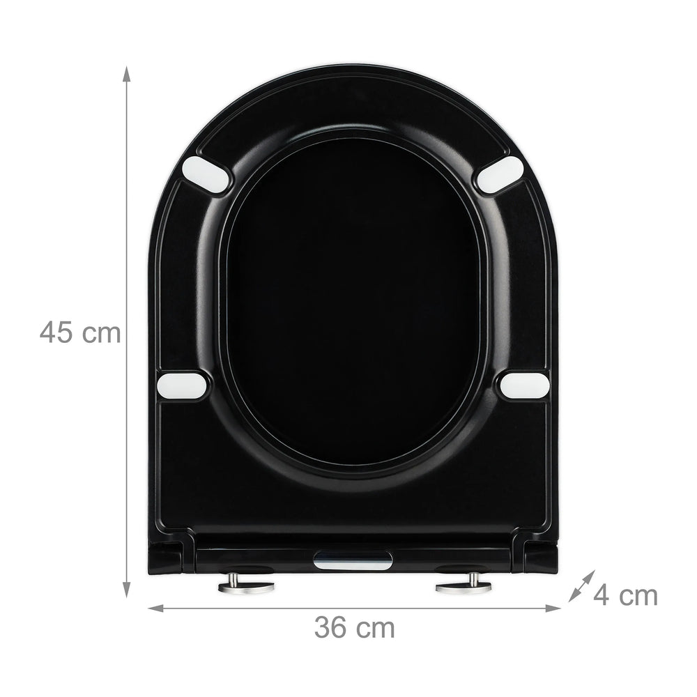 Abattant WC Noir en Duroplast – Forme D, Fermeture Progressive & Déclipsable