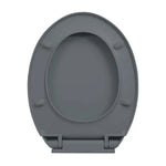 Soft-Close Grey Oval Toilet Seat, Premium Easy-Clean Design
