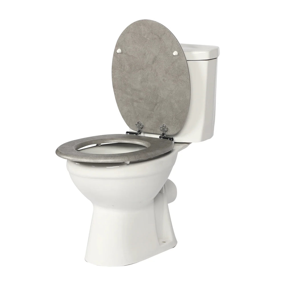 Abattant WC Gris en Bois - Fermeture Douce et Déclipsable - Forme O
