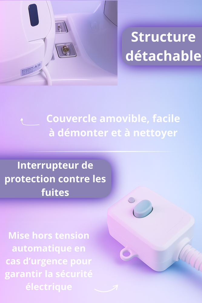 Abattant WC japonais avec une structure détachable et un interrupteur de protection contre les fuites 