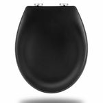 Abattant WC noir en forme O avec charnières en acier inoxydable 