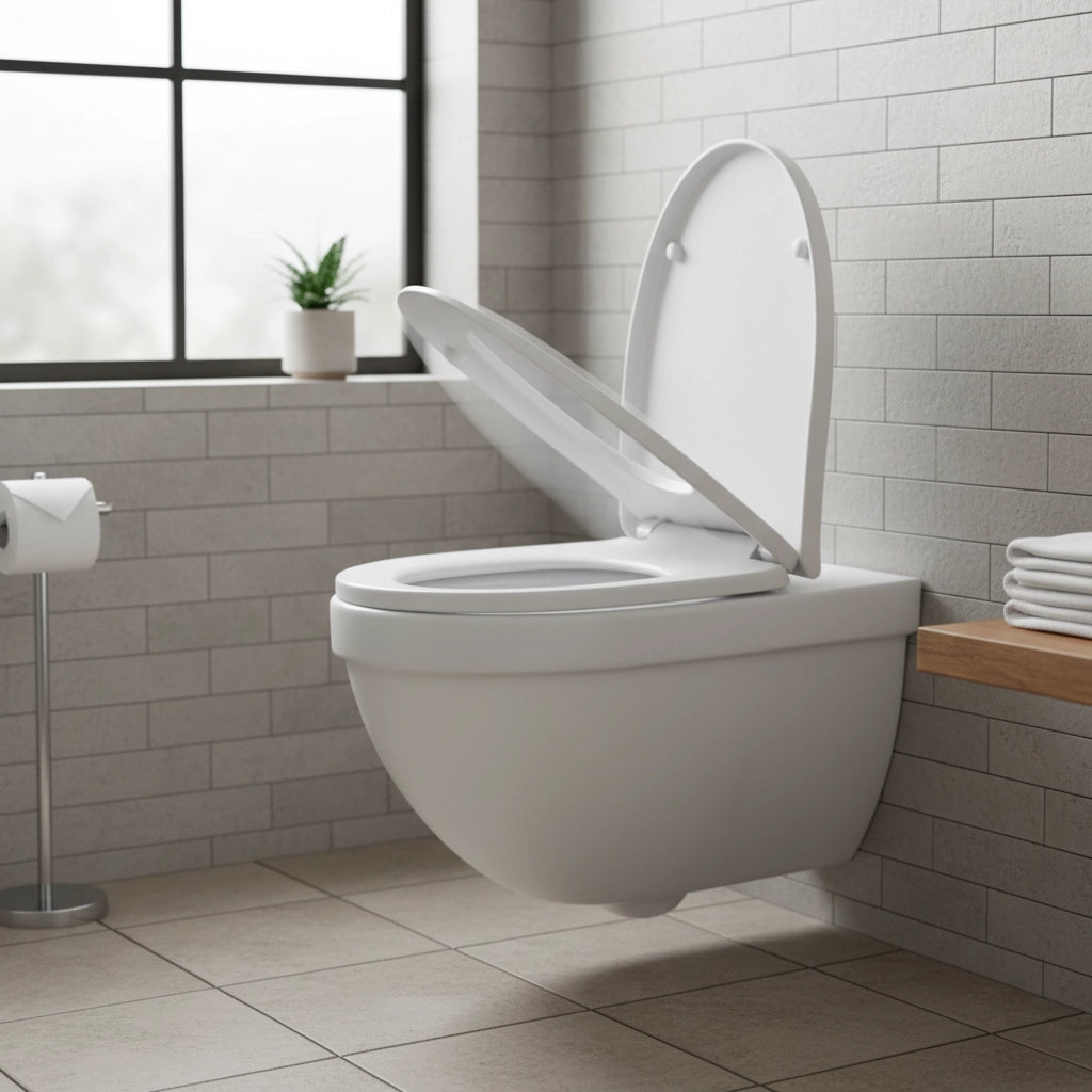 Un abattant WC frein de chute sur une cuvette 